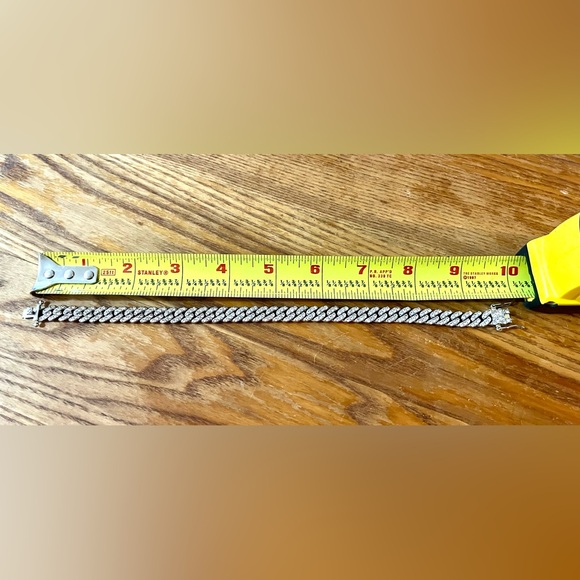 Unisex PLUS SIZE Cuban Link Tennis Bracelet - Silver/Zirconia - Fits 9.75-10 in - Picture 3 of 9